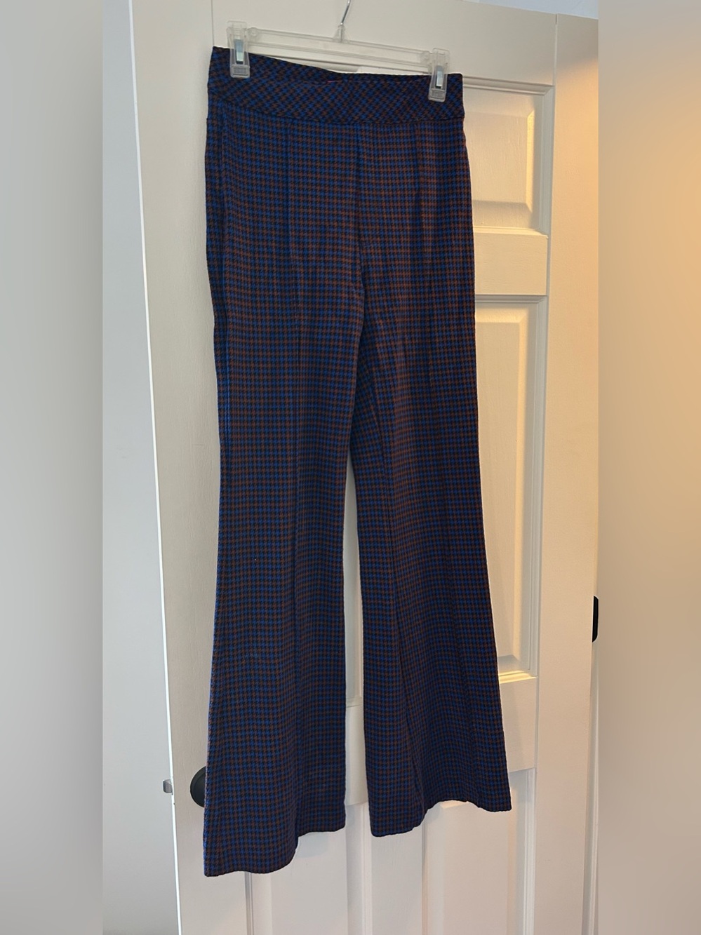 SPANX Navy Checked Dress Pants